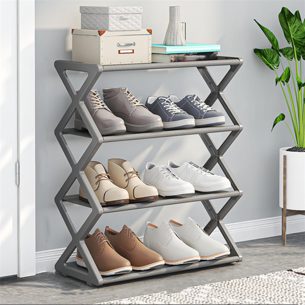 X-Shaped 4 Tier multifunctional Shoe rack