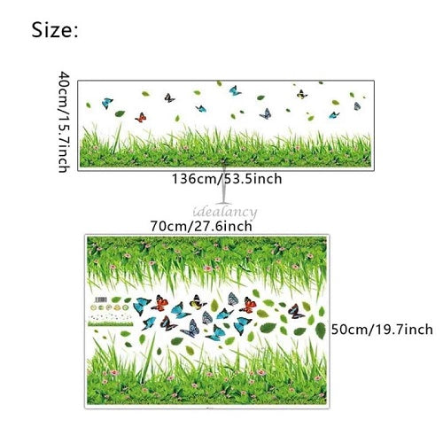 3D Fresh Green Grass Baseboard Wall Stickers