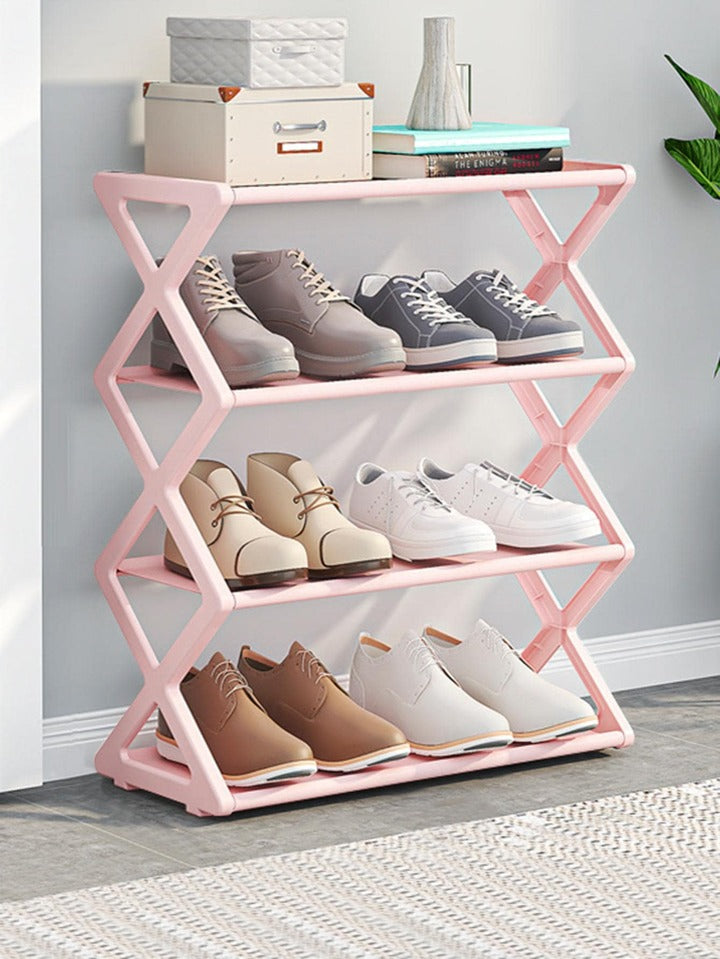 X-Shaped 4 Tier multifunctional Shoe rack