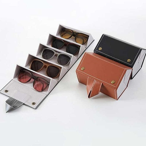 PU Leather Sunglasses Folding Organizer Box
