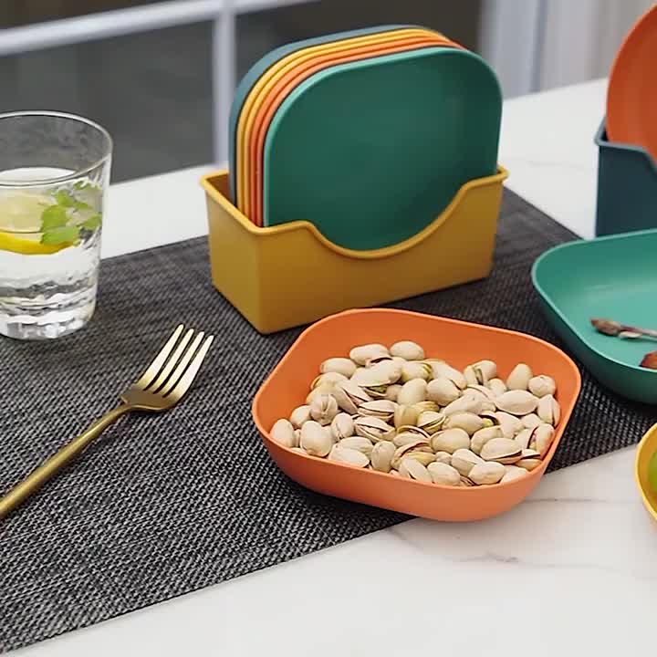 10Pcs Food Grade Plate Plastic Multi-function Creative Spit Bone Dish Household Dish Round Square Elliptical Plate Set Dining Table Garbage Plate