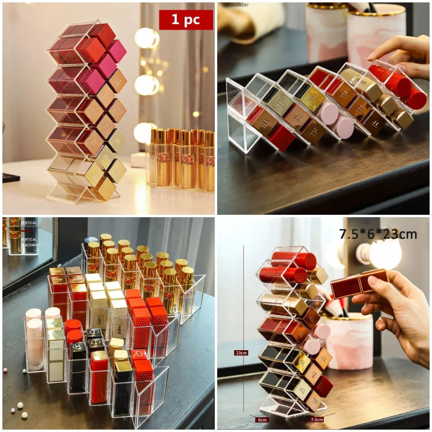 16-Grid Lipstick Holder Acrylic Transparent Makeup Organizer