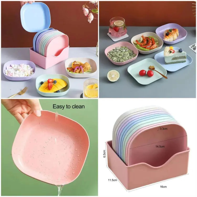 10Pcs Food Grade Plate Plastic Multi-function Creative Spit Bone Dish Household Dish Round Square Elliptical Plate Set Dining Table Garbage Plate