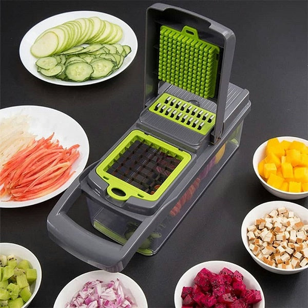 Vegetable Chopper, Pro Onion Chopper, 16 in 1Multifunctional Food Chopper (Grey)