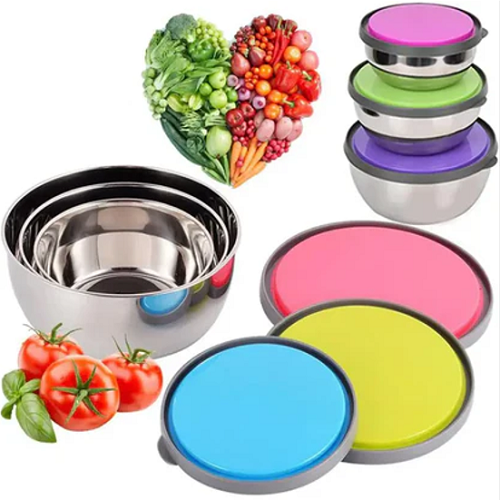 Stainless Steel 3 Pcs Food Storage Box Airtight