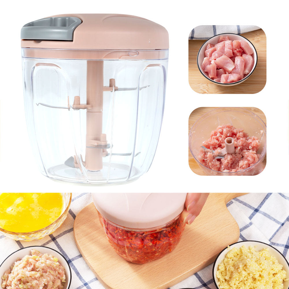 Manual Speedy Chopper, Vegetable Cutter and Slicer, Hand Pull Chopper, Speedy Chopper With 5 Blades 900 ML