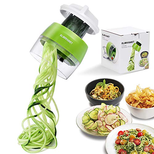 Handheld Spiralizer Vegetable Slicer, 4 in 1 Heavy Duty Veggie Spiral Cutter - Zoodle Pasta Spaghetti Maker