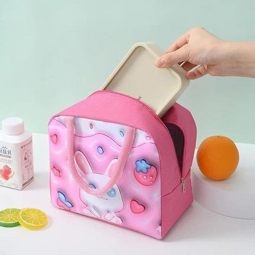 3D Thermal Lunch Bag, Cartoon Bento Bag, Large Capacity Lunch Bag with Foil Insulation