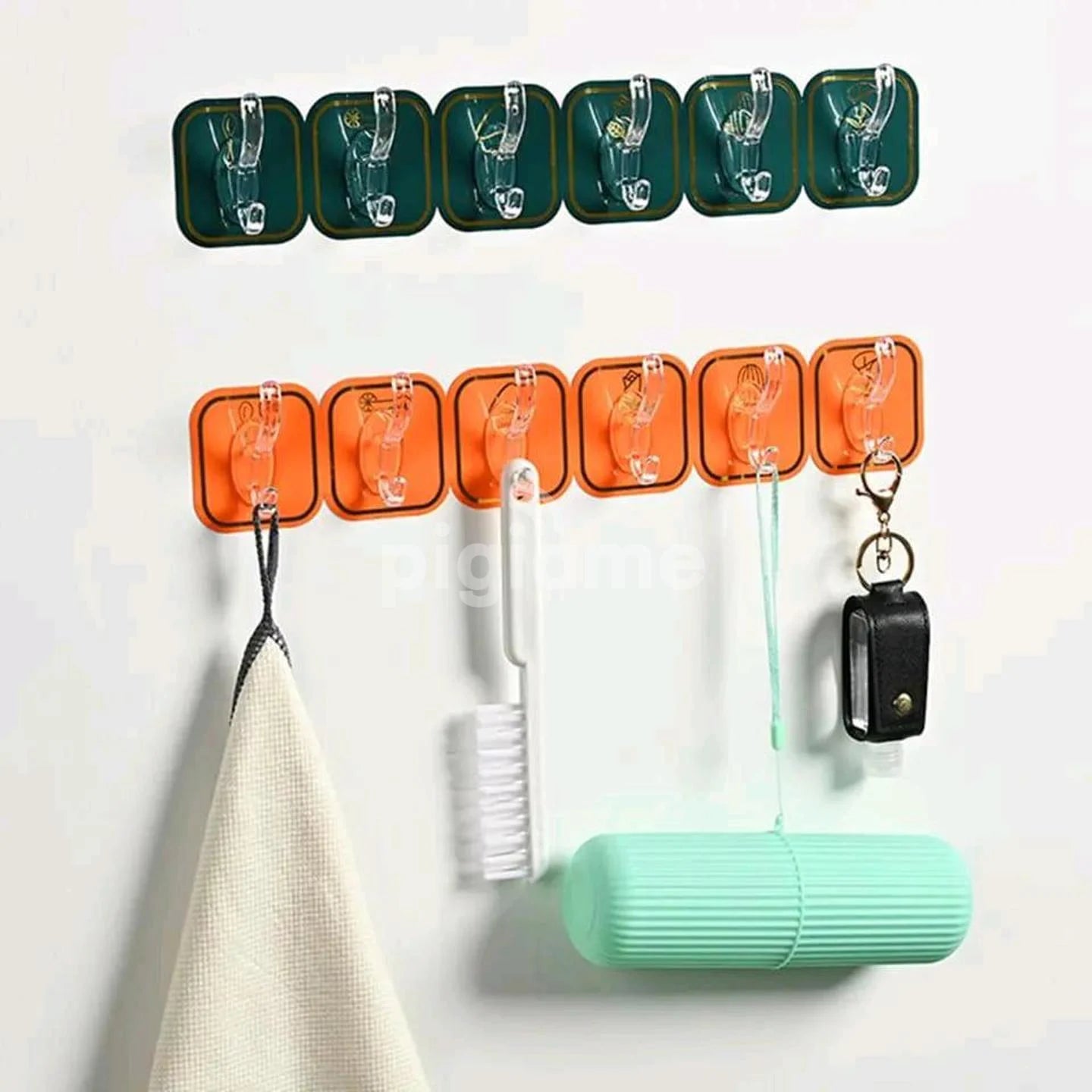 1Pcs Six Row Hooks Free Punching Non-Slip Hook Wall-Mounted Kitchen Bathroom Hook