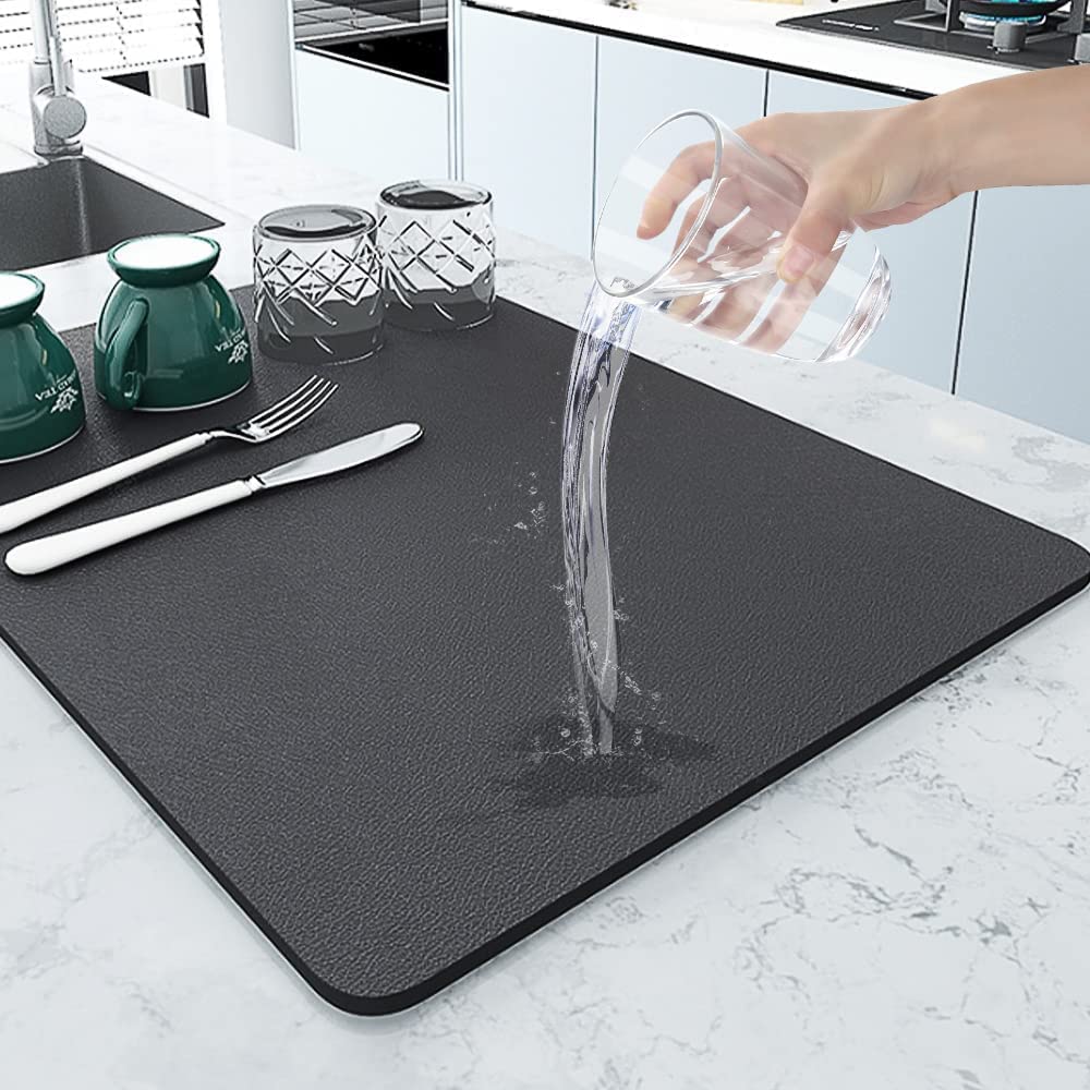Antislip Dish Drying Matt for Kitchen Counter with Non-slip Rubber Backed