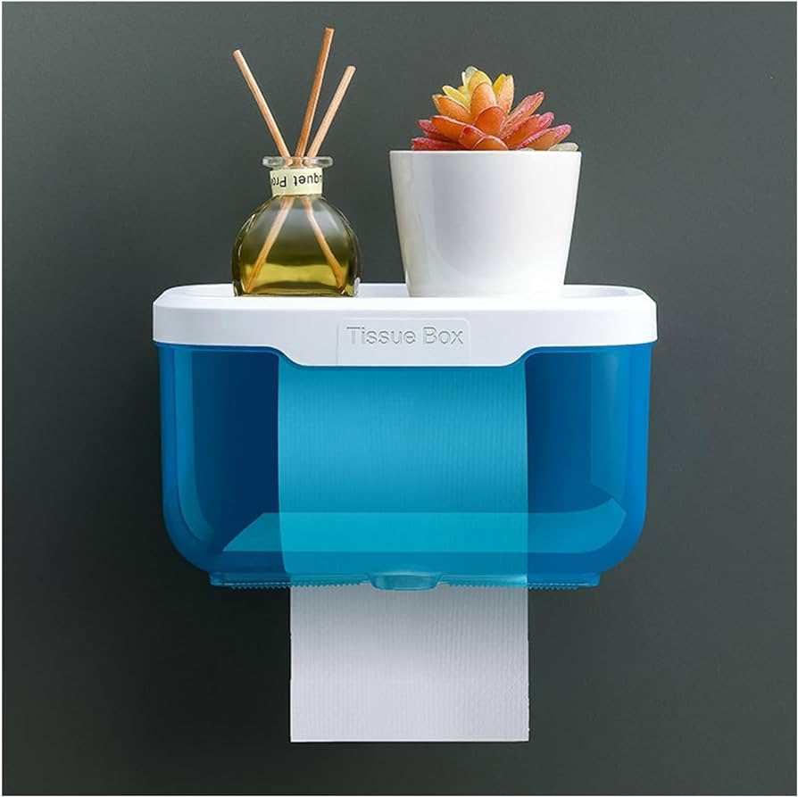 Wall Mounted Toilet Tissue Roll Paper Holder With Shelf Storage Organizer