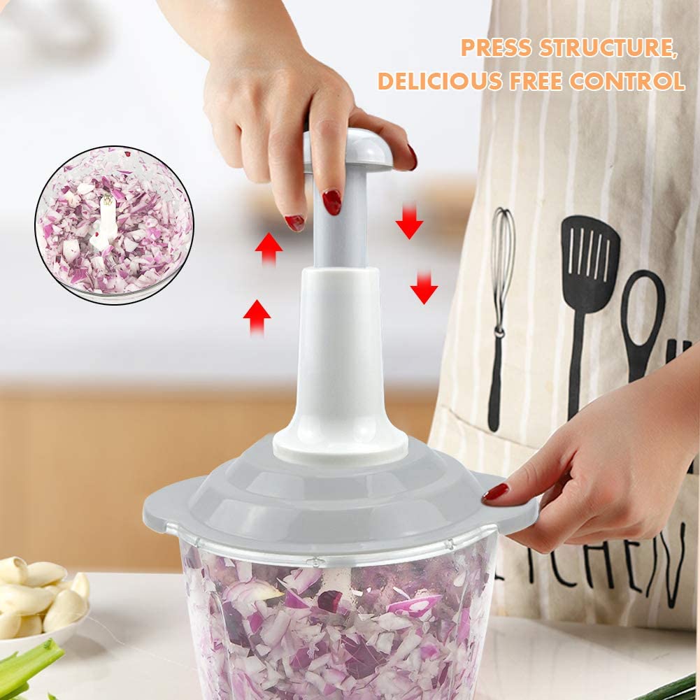 MULTI FOOD CHOPPER 1.5 LITER with 3 Curved Stainless Steel Blades with Greater,