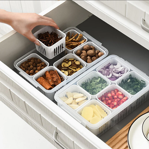 6 Grid Vegetable & Fruit Storage Box With Lid