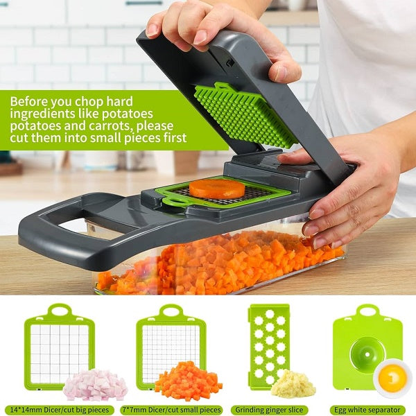 Vegetable Chopper, Pro Onion Chopper, 16 in 1Multifunctional Food Chopper (Grey)