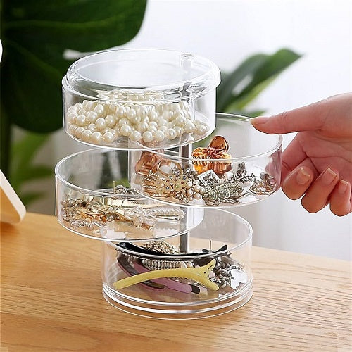 Multifunctional Acrylic Rotating Jewelry Box Earrings Necklace Ring Storage Organizer