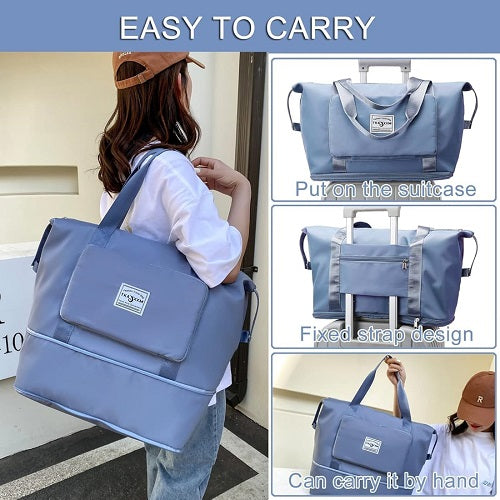 Expandable Travel Bag, Large Capacity Folding Travel Bag, Waterproof Carry Luggage Bag For Woman,