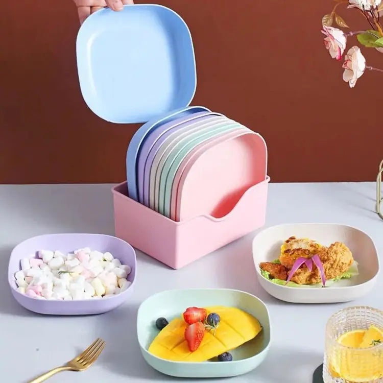10Pcs Food Grade Plate Plastic Multi-function Creative Spit Bone Dish Household Dish Round Square Elliptical Plate Set Dining Table Garbage Plate