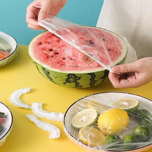 100pcs Disposable Food Cover Plastic Wrap Elastic Food Lid Bowl Covers