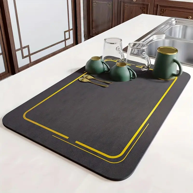 Antislip Dish Drying Matt for Kitchen Counter with Non-slip Rubber Backed