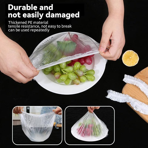 100pcs Disposable Food Cover Plastic Wrap Elastic Food Lid Bowl Covers