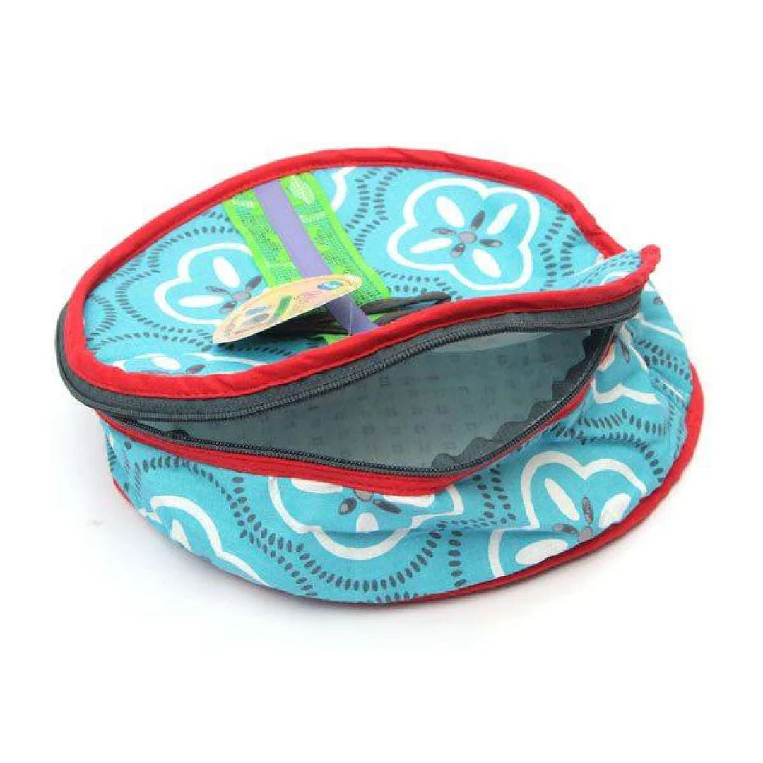 (PACK OF 2) Printed Cotton Roti Basket Circle - Roti Chapati Box - Multi color Multi design - Zip Roti Cover