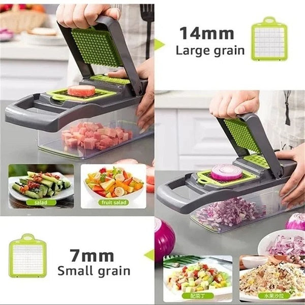 Vegetable Chopper, Pro Onion Chopper, 16 in 1Multifunctional Food Chopper (Grey)