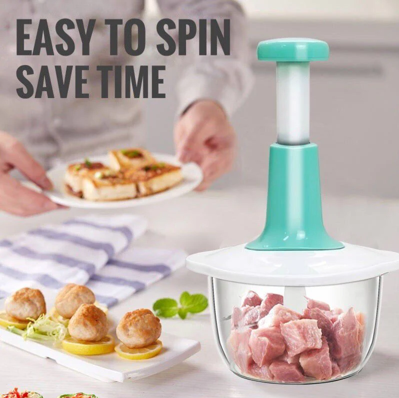 MULTI FOOD CHOPPER 1.5 LITER with 3 Curved Stainless Steel Blades with Greater,