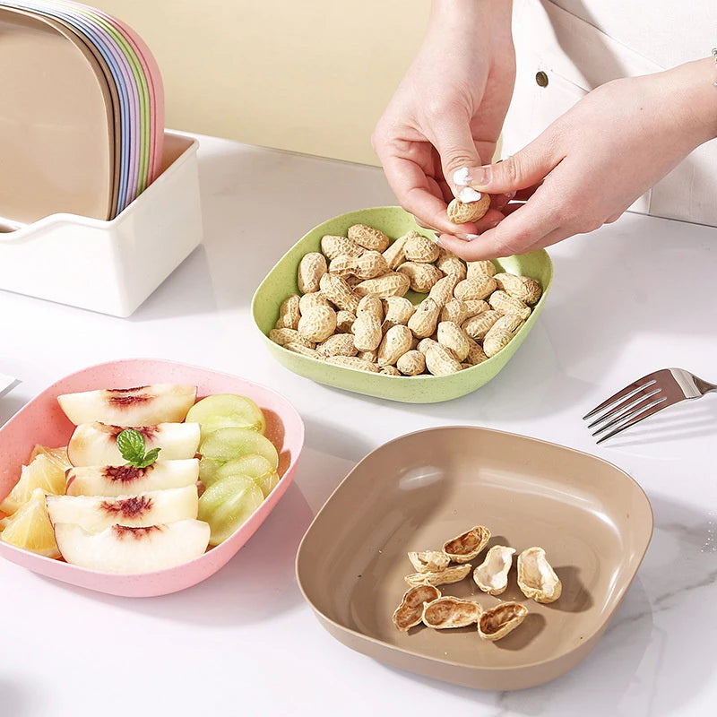 10Pcs Food Grade Plate Plastic Multi-function Creative Spit Bone Dish Household Dish Round Square Elliptical Plate Set Dining Table Garbage Plate
