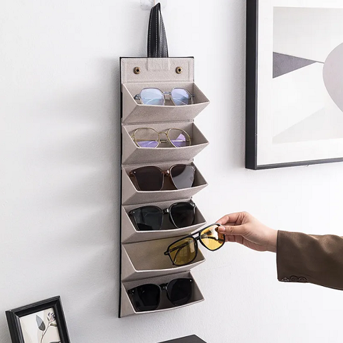 PU Leather Sunglasses Folding Organizer Box