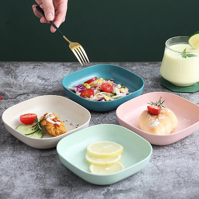 10Pcs Food Grade Plate Plastic Multi-function Creative Spit Bone Dish Household Dish Round Square Elliptical Plate Set Dining Table Garbage Plate