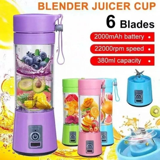 Portable Powerful 6 Blades USB Rechargeable Juicer/Blender