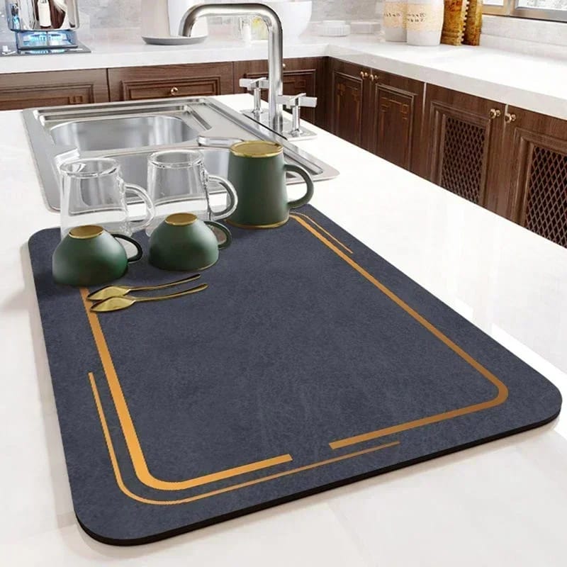 Antislip Dish Drying Matt for Kitchen Counter with Non-slip Rubber Backed