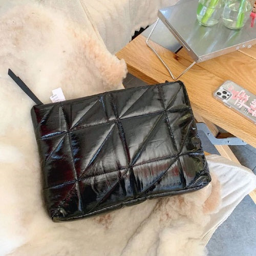 Topshop large quilted clutch Leather bag in black