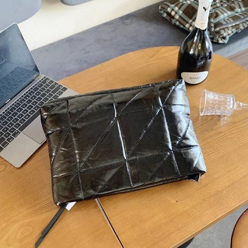 Topshop large quilted clutch Leather bag in black