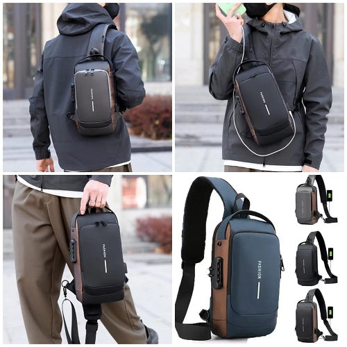 Anti-theft Waterproof Cross body Bag with USB Charging Multifunctional Casual Bag