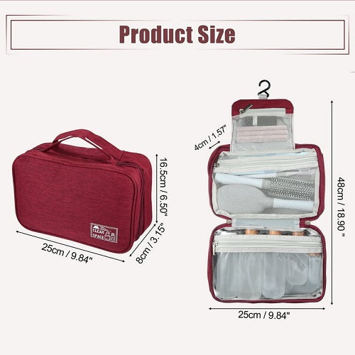 Travel Toiletry Bag Hanging Makeup Bag with Compartments Water-resistant Foldable Bag