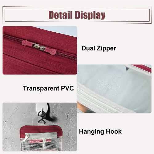 Travel Toiletry Bag Hanging Makeup Bag with Compartments Water-resistant Foldable Bag