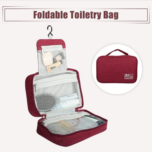 Travel Toiletry Bag Hanging Makeup Bag with Compartments Water-resistant Foldable Bag