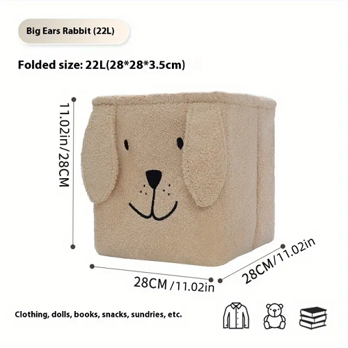 Soft Plush Big Ear Bunny Storage Basket
