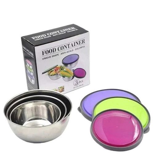 Stainless Steel 3 Pcs Food Storage Box Airtight