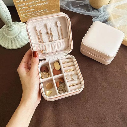 Mini Leather Square Jewellery Box, Luxury Square Cosmetic Box