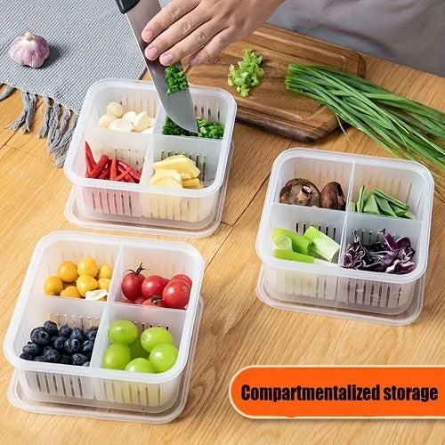 4 Compartment Refrigerator Storage Box