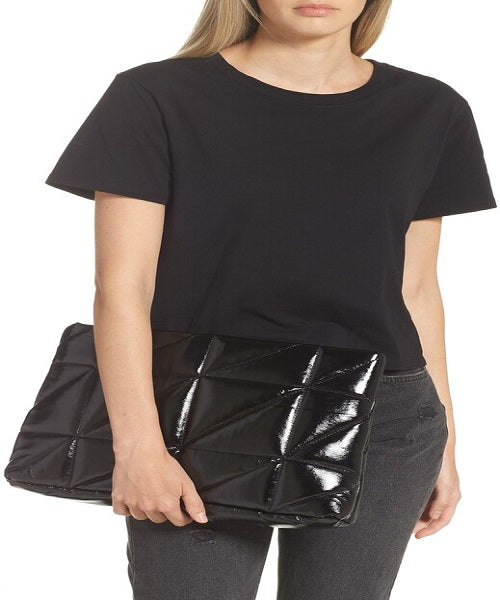 Topshop large quilted clutch Leather bag in black