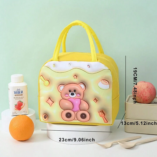 3D Thermal Lunch Bag, Cartoon Bento Bag, Large Capacity Lunch Bag with Foil Insulation