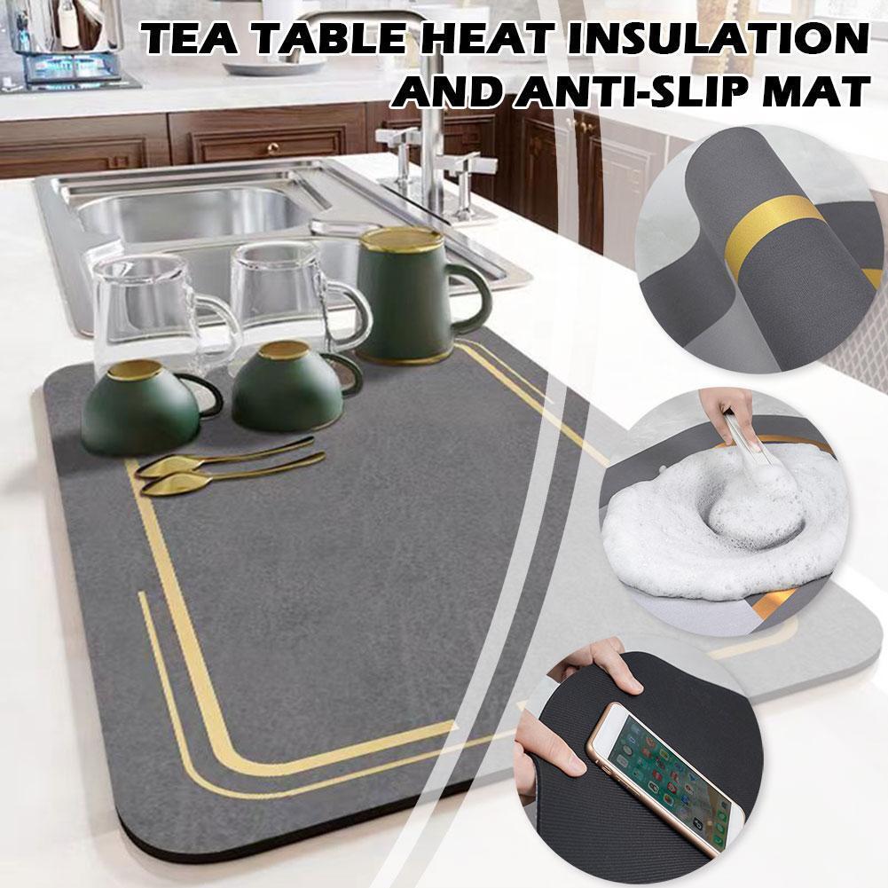 Antislip Dish Drying Matt for Kitchen Counter with Non-slip Rubber Backed