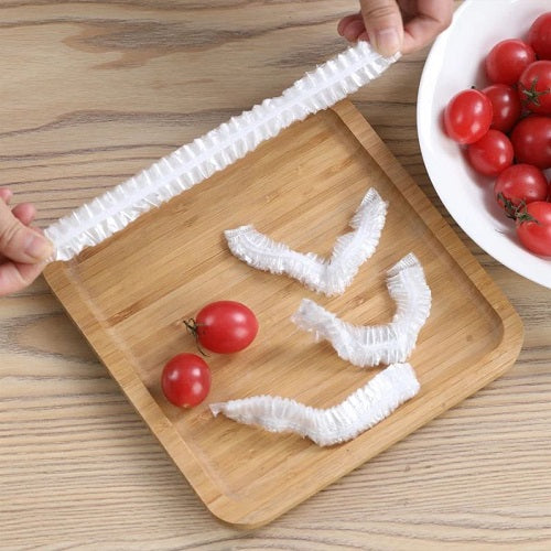 100pcs Disposable Food Cover Plastic Wrap Elastic Food Lid Bowl Covers