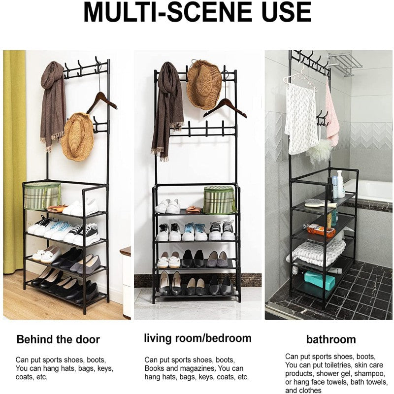 Multifunctional 4 Layers Shoe & Coat Rack