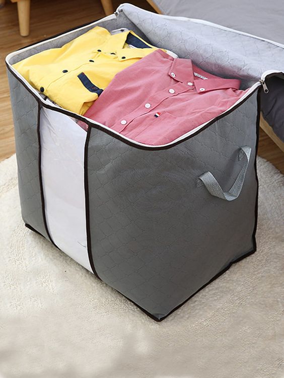 Improved Quality LARGE Storage Bags Organizers Portable Bamboo Clothes Blanket Large Folding Bag non woven Storage Boxes topsky DOUBLE ZIPPER