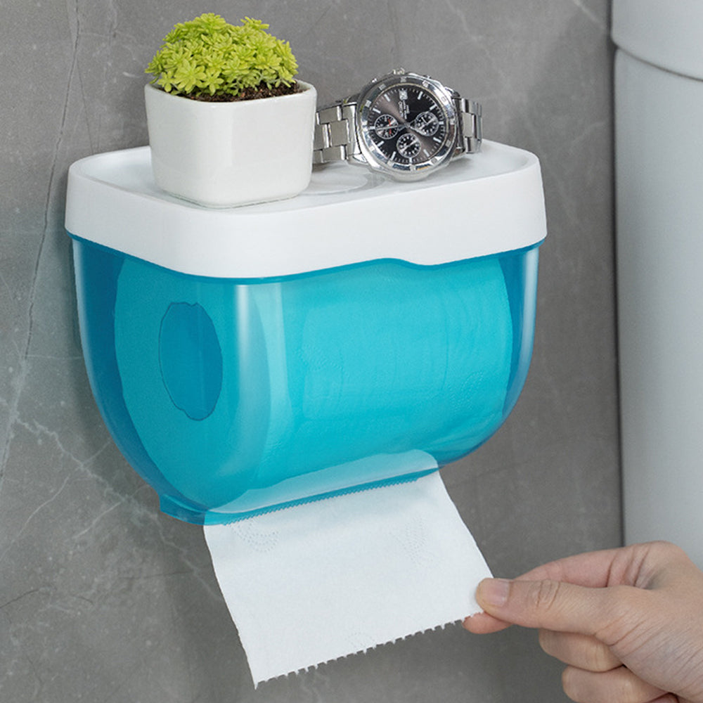 Wall Mounted Toilet Tissue Roll Paper Holder With Shelf Storage Organizer