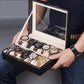 12 Slots PU Leather Watch Box Watch Storage Case Organizer (Black)